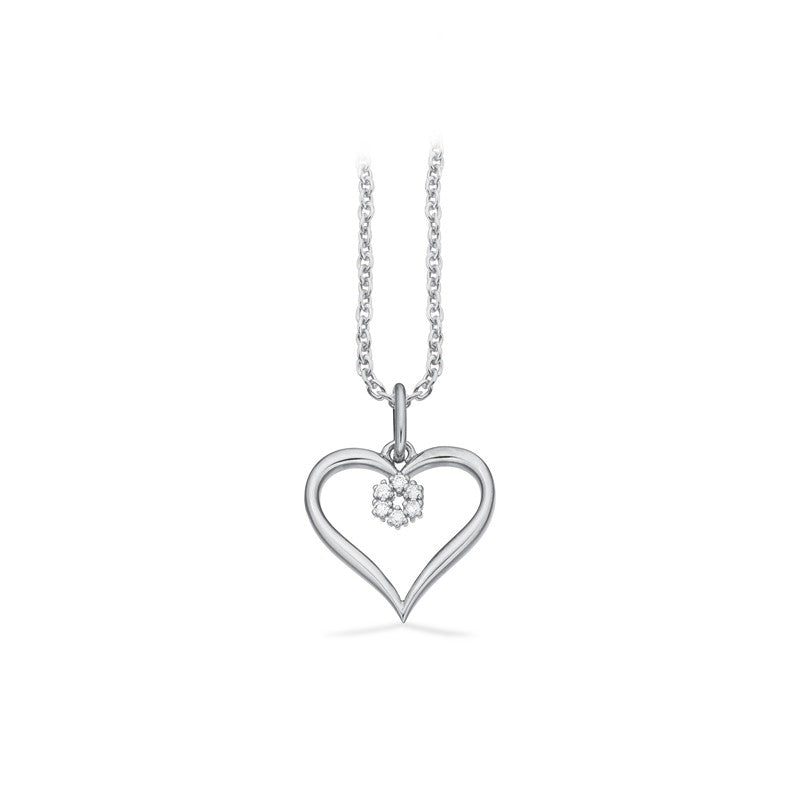 Hjertevedhæng i 8 kt hvidguld med 0,03 ct diamanter fra Scrouples